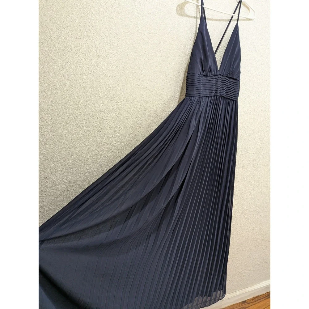 NWT Lulus Depths of My Love Navy Maxi Dress XL V Neck Cross back Formal Prom - Picture 8 of 14